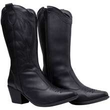 D'Girls Women's Western Country Rodeo Cowboy Boots, High Shaft Comfortable, Via Angel 9002 Vintage Embroidered - 黑色 - 查看 5