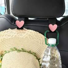 2 piezas Ganchos creativos con forma de corazón para reposacabezas de coche, organizadores de almacenamiento para el coche para colgar bolsas, carteras, bolsas de la compra, paraguas