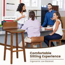 Lifezeal Juego de taburetes de bar de madera de 2/4 de 73 cm con respaldo y asiento macizos, sillas de bar de mediados de siglo - Marrón - 4 piezas - Ver 8
