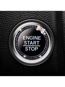 Künstlicher Kristall Doppelstrass Auto Motor Start Stop Dekor Ring, glitzerndes Auto Innenzubehör für Frauen, Druckknopfabdeckung/Aufkleber, Schlüsselzündung und Knopf glitzernder Ring