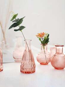 12 Pcs/Set Vintage Pink Glass Vases, Transparent Glass Small Flower Vase Set