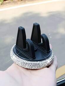 1pc Sparkling Rhinestone Car Phone Holder - Cute, Suitable For Horizontal And Vertical Use, Dashboard Mounting With PVC Material, Secure Grip, Easy Installation, Horizontal And Vertical Use, Add Glamour To Your Vehicle Interior, Car Phone Accessories | Stylish Car Decor | PVC Phone Holder, Car Phone Holder Travel Storage Organizer - Multicolor - View 3