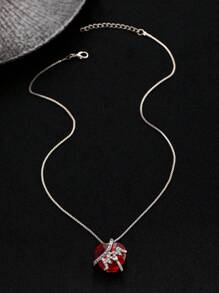 1 peça colar feminino com strass e pedras preciosas artificiais vermelhas, acessório de moda adequado para o Dia dos Namorados, encontros, reuniões e feriados
