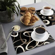 1pc/4pcs/6pcs Daily Decorative Placemat, Black And White Geometric Linen Placemats, Dirt-Resistant Mats, Suitable For Home, Dining Room And Restaurant, Tabletop Decor, Home Goods