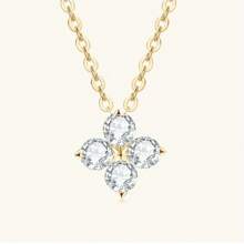 Colar Elegante Feminino de Moissanite Colorido e Deslumbrante, Incrustado com Quatro Moissanites Coloridos - Joias Femininas Ideais para Noivado e Casamento, Presente Perfeito para Dia dos Namorados, Páscoa, Dia das Mães, Ação de Graças e Natal