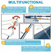 6Pcs Silicone Fishing Rod Holder Straps Black, Portable Fishing Rod Fixed Ball Rubber Fishing Pole Clips Fly Fishing Accessories For Women Storage Organizer Travel Essentials Back To School Dormitory Storage