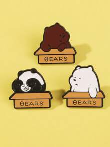 3 pièces Broches pins de bande dessinée d'ours, panda adorable, ours polaire, ours brun, accessoires décoratifs en métal d'alliage pour sacs, vêtements, robe, accessoires pour vêtements, sacs, charmes, école, bureau, chemises, vestes, bijoux, Noël, Halloween
