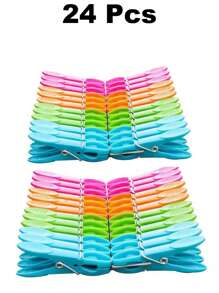 12/24/48 حبة قماش ، مشابك ملابس ملونة بلاستيكية بطول 73 مم لتعليق الملابس والجوارب ، إكسسوارات لا غنى عنها للعودة إلى المدرسة ، مشابك ملابس قوية بنوابض ، مجموعة مشابك تجفيف الملابس ، مناسبة للملابس والمناشف والجوارب (ألوان عشوائية)