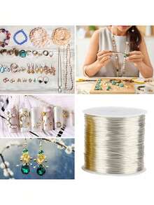 100M/Roll Gold Silver Color Metal Wire,High-Quality Stainless Steel Jewelry Wire,Non-Fading, Non-Rusting, High-Color Fastness, Durable, For Bracelet Necklace DIY Colorfast Beading Wire,Jewelry Cord,String Handcraft Making - 彩色 - 查看 4