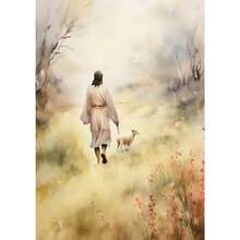 1pc Rellgion Jesus In Prayer Sheep Christian Child Bible Canvas Printing Wall Arts Picture For Living Room Decor Posters Optional Frame ,Wall Art With Frame - Multicolor - View 30