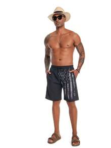 JUNBAOSS Men's Lightweight Printed Short Swim Trunks Swimsuits Summer Beach Bathing Suits Swimming Board Shorts Hawaiian Holiday Printed Shorts - màu đen - Xem 7