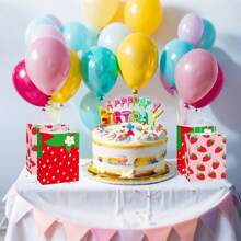 12pcs Strawberry Pattern Gift Bags, Birthday Party Favor Bags, Suitable For Birthday Parties, Themed Events, Holidays And Celebrations