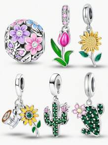 1 Peça Colar de Prata Esterlina 925 Pequena Concha de Girassol Fit para Braceletes e Pulseiras Femininas Jóias DIY e Combinação de Roupas Diárias Decoração de Jóias para Meninas