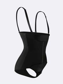 قطعة واحدة فاتنة لشد الخصر للنساء, قاعدة مرشقة ذات خصر مرتفع مغلقة بأزرار خلفية - الأسود - مشاهدة 2