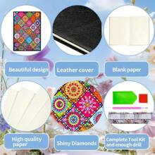 1 Set Delicate Mandala Flower Cover Diamond Painting Notebook Set, 5D DIY Asymmetrical Diamond Embroidery Thick Sketchbook & Notebook, Handicraft, Suitable For Students, Home, Business, Memo Pad And Holiday Gifts