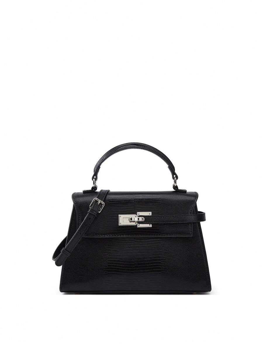 New Trapezoid PU Leather Women's Bag, High-End Versatile Crossbody Bag, Fashionable Niche Hand Carry Bag, Commuter Tote - Black - View 1