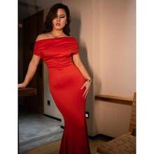 OYS Women's Elegant Sleeveless Off Shoulder Bodycon Long Formal Party Evening Dress Fabric Polyester - 金色 - 查看 4