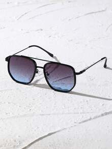 1pc Metal Pilot Frame Advanced Sense Unique Double Beam Design Vintage Elegant Shades Basics Fall Winter Fashion Eyeglasses For Driving Fishing Street Snap Street Business Suitable For All Face Shapes Decoration For Summer Beach Vacation,Outdoor,Travel - Multicolor - View 6