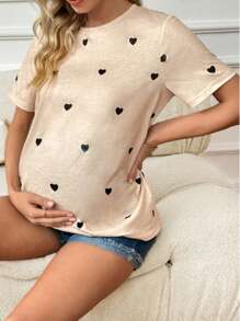 Heart Print Maternity Athletic Shirt