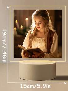 1pc Personalized Customized Photo Night Light, Single Photo Light Board Small Night Light LED Photo, Suitable For Women, Men, Couples, Families, Friends, Boyfriends, Girlfriends, Customizable Holiday Anniversary Gifts, With Acrylic Plaque LED Lamp Stand, White Circular Lamp Holder - one-size - View 6