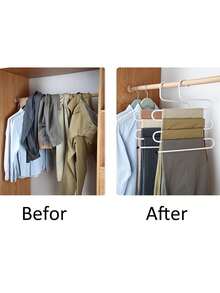1pc Multi-Functional S-Type Pants Hanger For Closet Storage Magic Trousers Rack Space-Saving Pants Organizer For Household Multiple Layers Clothes Hanger Clip Organizer For Skirts Dresses Shorts Cargo Pants Storage - Keep Your Closet Tidy - Multicolor - View 10