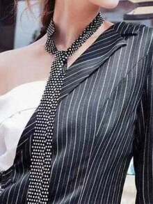 2/1 Fashionable And Versatile Bright Rhinestone Necklace Tie Neck Chain Waist Chain Internet Celebrity Neck Ribbon Dance Performance Rhinestone Tie Cool Casual Nightclub Party - Black Background Colorful Diamond 125cm - View 5