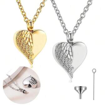Angel Wing Urn Halsband För Ashes Silver/Golden Urn Halsband For Ashes Kremering Smycken För Ashes För Kvinnor Män Vårda minnen Smycken