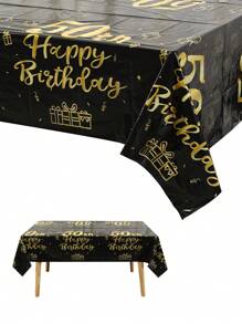1 pezzo Tovaglia monouso nera e dorata con tema per 18°, 21°, 30°, 40°, 50°, 60°, 70° compleanno per decorazione di feste, raduni, Natale