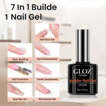 GLOZ Transparent Nail Polish, For Strengthening, Extending, Base Coat, Bottle, Removable UV/LED Gel Nail Extension Glue - Clear - View 3
