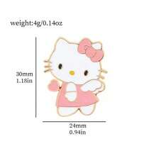 Sanrio 1pc/7pcs Sanrio Anime Hello Kitty Brooches, Cartoon White Cat Enamel Pins, Stylish Animal Metal Badges, Accessories For Bags And Clothing. Backpack For School