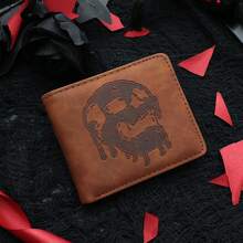 复古骷髅设计男士钱包 - 柔软仿皮卡包和钱包，休闲风格，带压花骷髅图案，是送给他的完美礼物，小钱包零钱包男士钱包 Waller 男士零钱包 周年纪念礼物 男士礼物 男士生日礼物 趣味礼物 小礼物 礼物创意 - 彩色 - 查看 11