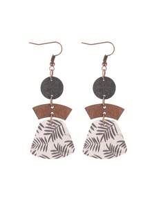 New Bohemian Style Multi-Layer Mix-Match Geometric Wooden Earrings, Fashion Versatile Design - Multicolor - View 3