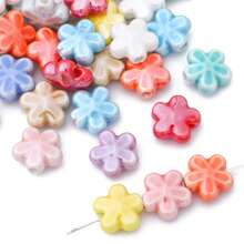 10 pezzi Perle in ceramica a forma di fiore da 12 mm per realizzare gioielli fai-da-te - Perle decorative multicolore vibranti per collane, braccialetti e accessori, forniture per hobby, perle con finitura lucida, perle vibranti, perle per la creazione di gioielli