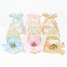 1pc Mini Metal Gold Vintage Retro Bird Cage Candy Boxes Shower Favor Gift Box For Guests Wedding Party Birthday Souvenir - Multicolor - View 11