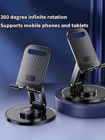 Supporto per telefono rotante a 360°, regolabile e pieghevole, con opzioni di dimensioni multiple, realizzato in materiale ABS, supporto da tavolo multi-angolo, essenziale per ufficio, lezioni online, adatto per smartphone e tablet, lavorazione robusta in metallo verniciato a spruzzo, compatto e portatile, accessorio da viaggio pratico