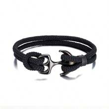 1 pieza Brazalete con forma de cuerda y ancla náutica, brazalete de moda para hombres y mujeres, accesorio de viaje