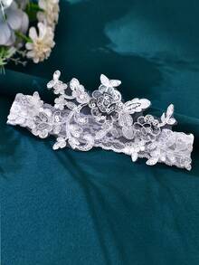 1pc Lace Trim Garter Belt, Bridal Wedding Accessory,For Wedding Party Dress - White Lace - View 7