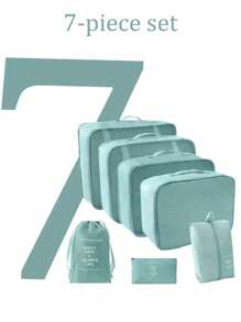 Juego de 9 en 1 Organizador de almacenamiento de viaje, cubos de embalaje plegables para el equipaje que incluyen bolsa de aseo, bolsa de maquillaje, bolsa de ropa interior, bolsa de zapatos, organizador de lencería y calcetines, bolsas de almacenamiento plegables para la ropa, adecuado para maletas