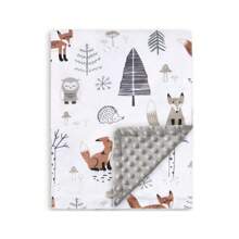 1 pièce Couverture bébé 75*100cm, un côté avec motif de dessin animé mignon, un côté en peluche douce et confortable, couverture, couette d'air conditionné, fournitures de chambre de bébé