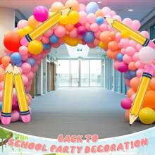 3 piezas de 27 pulgadas Lápiz inflable gigante grande Decoración de regreso a la escuela y graduación Lápiz inflable colgante Decoración de aula para regreso a la escuela, jardín, habitación, fiesta de cumpleaños - Multicolor - Ver 7
