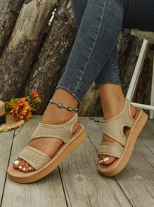Women's Platform Sandals, Fashion Summer Shoes With Mesh Breathable Details, Comfortable Casual Beach Flip Flops, Suitable For Warm Weather Outfits. Bohemian Hollow Beach Festival Wedding School Vacation Party Office Home Gym Outdoor Summer