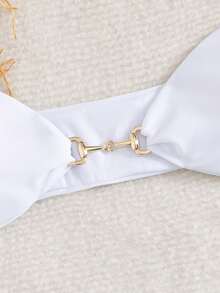 Nuovo costume da bagno sexy alla moda, bikini a due pezzi con bandeau a tinta unita e spalline incrociate per le donne