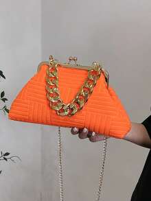 Minimalist Suede Crossbody Bag, Shoulder Bag For Women - Orange - View 3