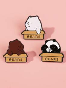 3 pièces Broches pins de bande dessinée d'ours, panda adorable, ours polaire, ours brun, accessoires décoratifs en métal d'alliage pour sacs, vêtements, robe, accessoires pour vêtements, sacs, charmes, école, bureau, chemises, vestes, bijoux, Noël, Halloween
