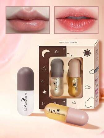 PAORPEVM 2 件/盒丰唇膏，天然丰唇膏和唇部护理精华，丰唇膏，唇膜，丰唇，保湿，减少细纹，送给妈妈的礼物