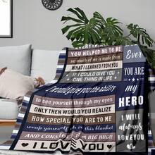 Heartfelt Tribute Design Throw Blanket 1 Count For Family Moments Gift For Dad Throw Blanket Featuring Loving Words Of Gratitude Admiration And The Message You Are My Hero My Love And Respect Will Never Fade Printing - 彩色 - 查看 6