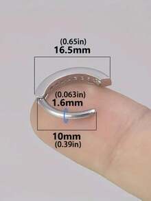 1pc Stainless Steel Plain Navel Ring, Unisex Simple & Fashionable Body Piercing Jewelry - Silver - View 8