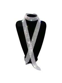 2/1 Fashionable And Versatile Bright Rhinestone Necklace Tie Neck Chain Waist Chain Internet Celebrity Neck Ribbon Dance Performance Rhinestone Tie Cool Casual Nightclub Party - Black Background Colorful Diamond 125cm - View 7