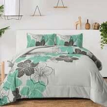 King Size Comforter Set Black/Gold Floral Bedding Comforter Sets Soft Microfiber Bed Comforter Set For All Season 3 Piece Botanical Flowers Comforter, Pillowcases Bedroom Decro Room Decor Valentine Decor - Taupe Floral - 查看 4