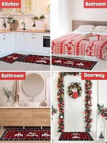 Christmas Kitchen Rugs, Bedroom Rugs And Mats For Floor Comfort Standing Mats For Kitchen, Sink, Office, Laundry, Home Christmas Decoration 2025 Christmas Gift 2026 New Year - Multicolor - View 2